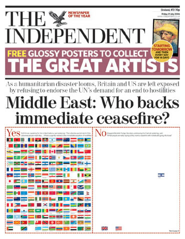 Front page of The Independent 2007.07.21