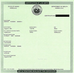 Barack Obama's short-form birth certificate