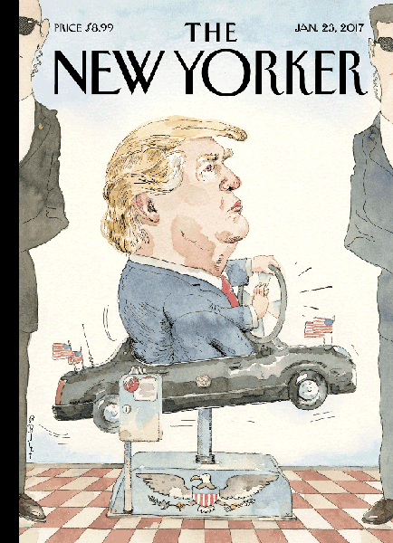 New Yorker cover: Trump in the kiddy car