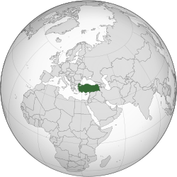 location of Turkey on the globe